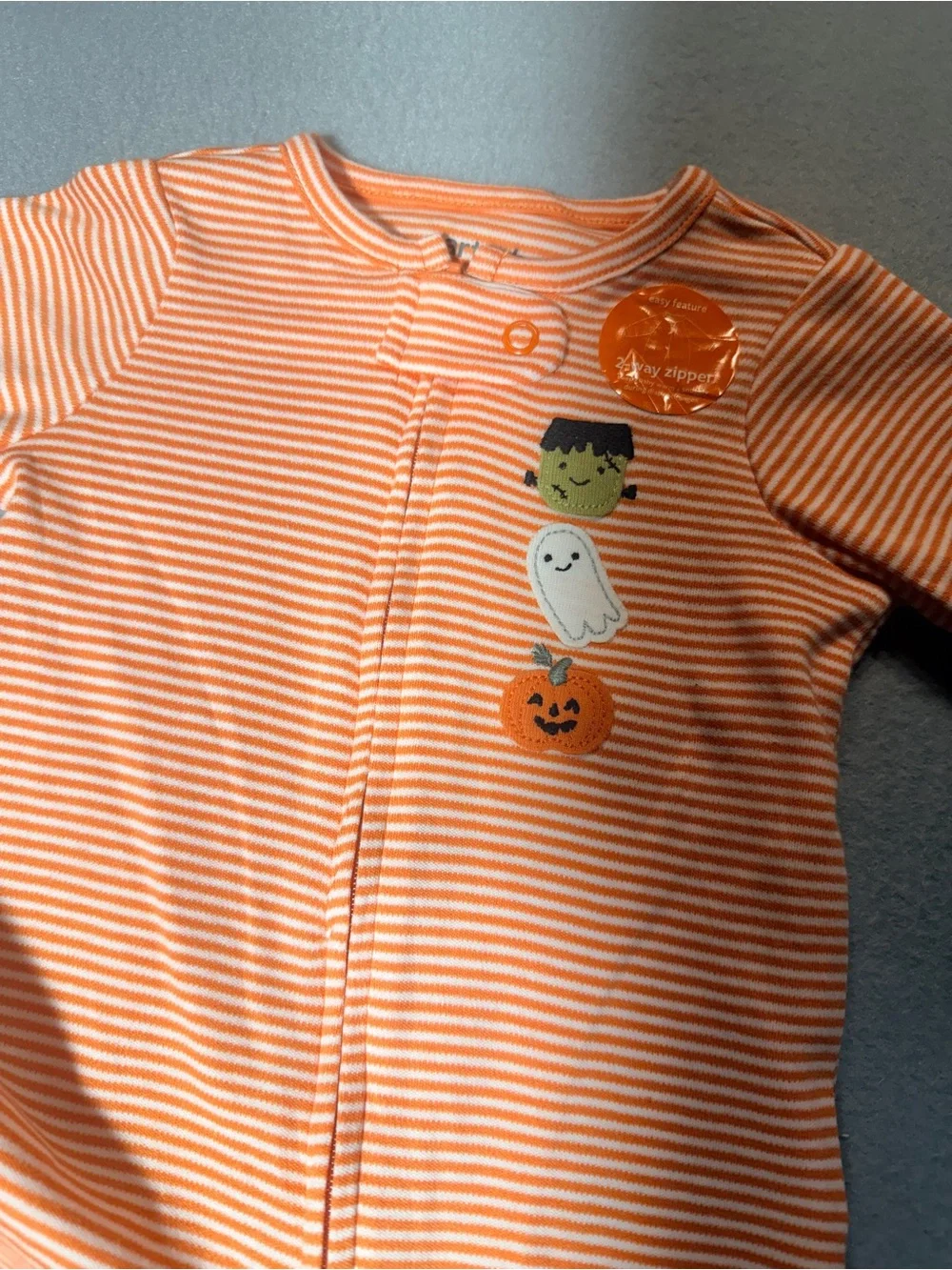 Carter's Orange & White Striped Halloween Footed Pajamas